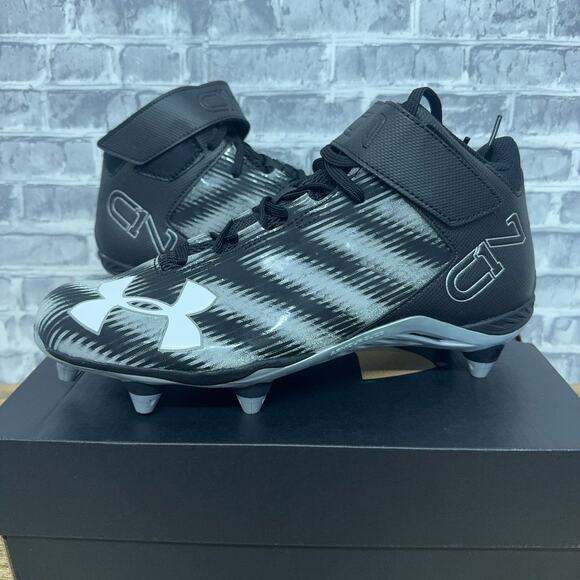 Under Armour C1N Mid D Wide Cam Newton Football Cleats Black Mens Size 10.5 New - Picture 1 of 7